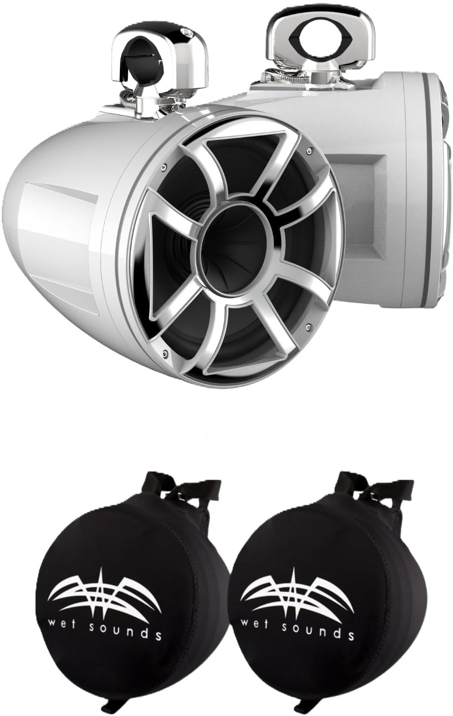 Wet Sounds REV 10 HD 10" Marine Tower Speakers, Black, Fixed Clamp Mount