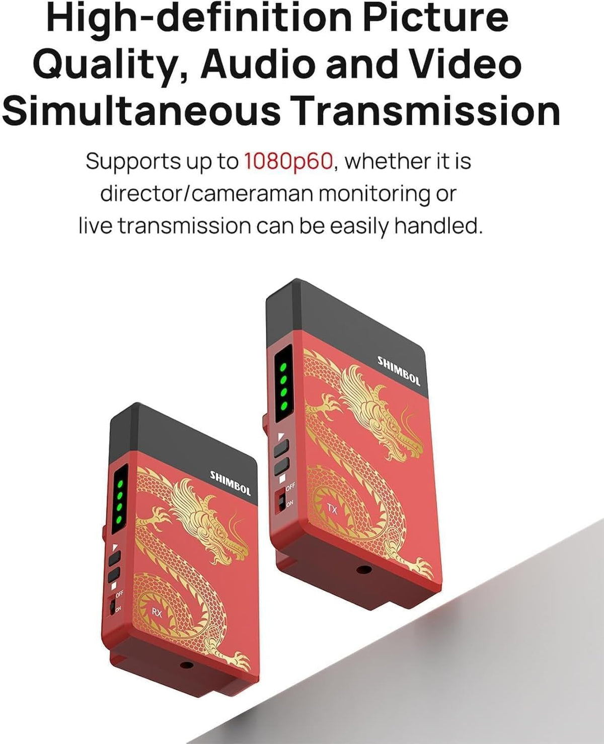 Shimbol TPâMini Wireless HDMI Transmitter & Receiver, Low Latency Builtâin Antenna, 1080P 60fps, for Camera Laptop PC Projector TV Live Streaming Presentations