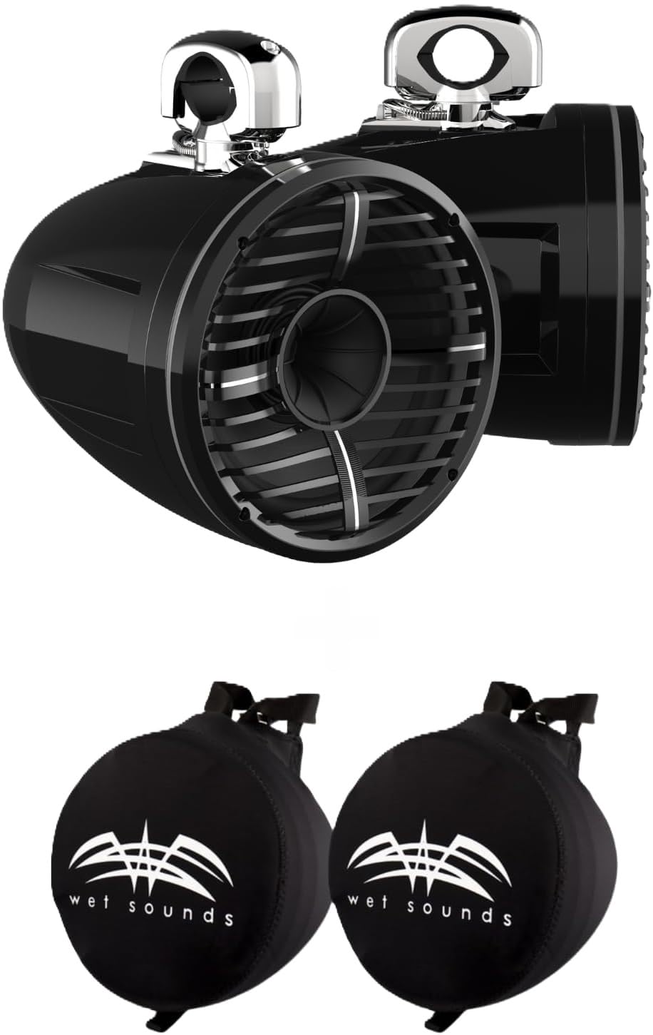 Wet Sounds REV 10 HD 10" Marine Tower Speakers, Black, Fixed Clamp Mount