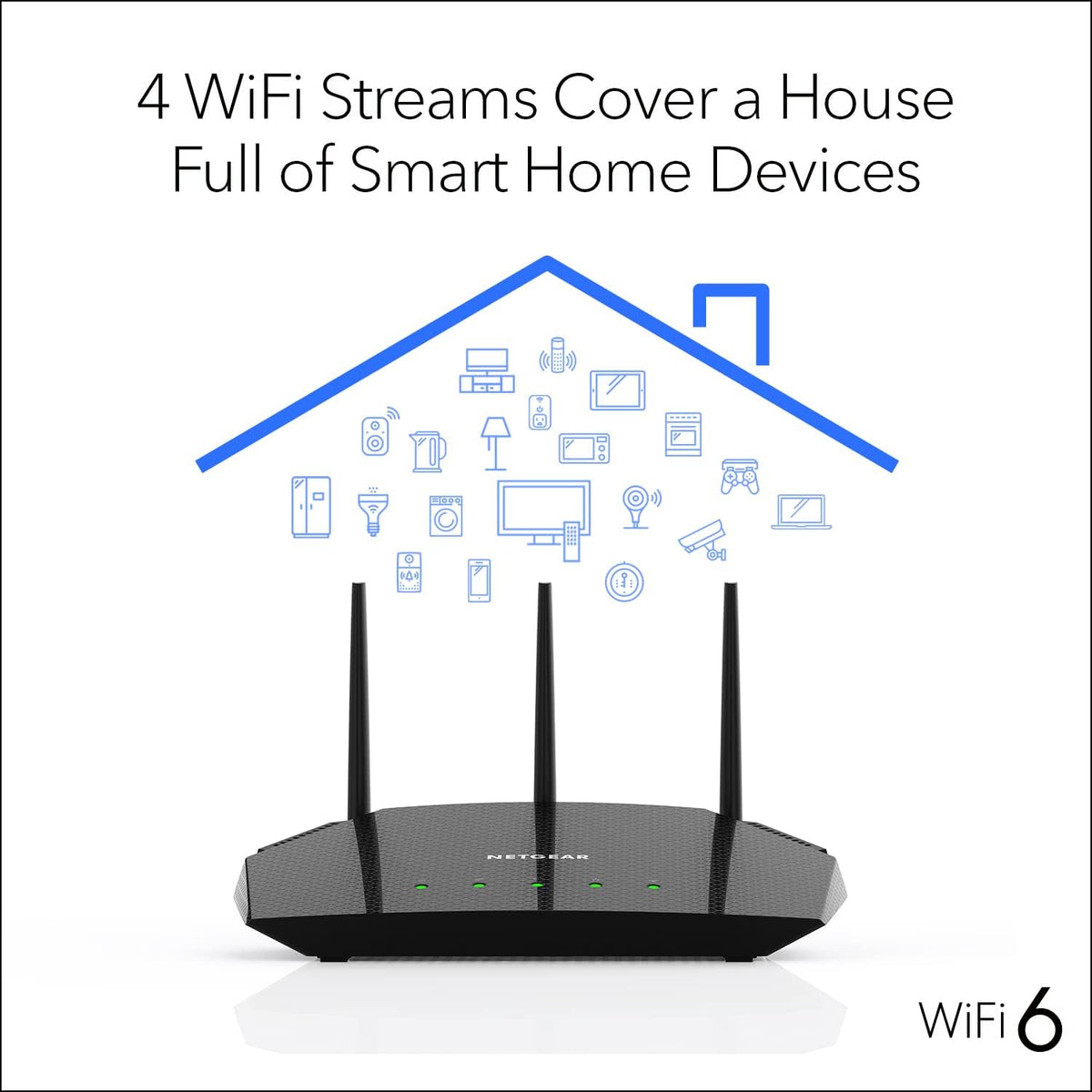 NETGEAR 4-Stream WiFi 6 Router (R6700AXS) â with 1-Year Armor Internet Security - AX1800 Wireless Speed (Up to 1.8 Gbps) | Coverage up to 1,500 sq. ft., 20+ Devices