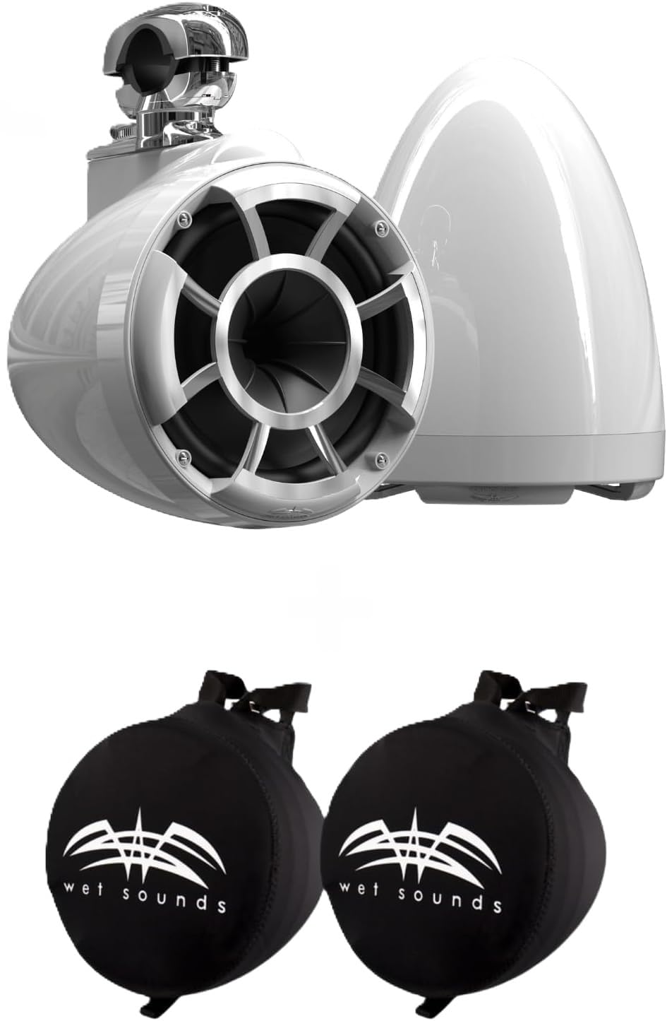 Wet Sounds REV 10 HD 10" Marine Tower Speakers, Black, Fixed Clamp Mount