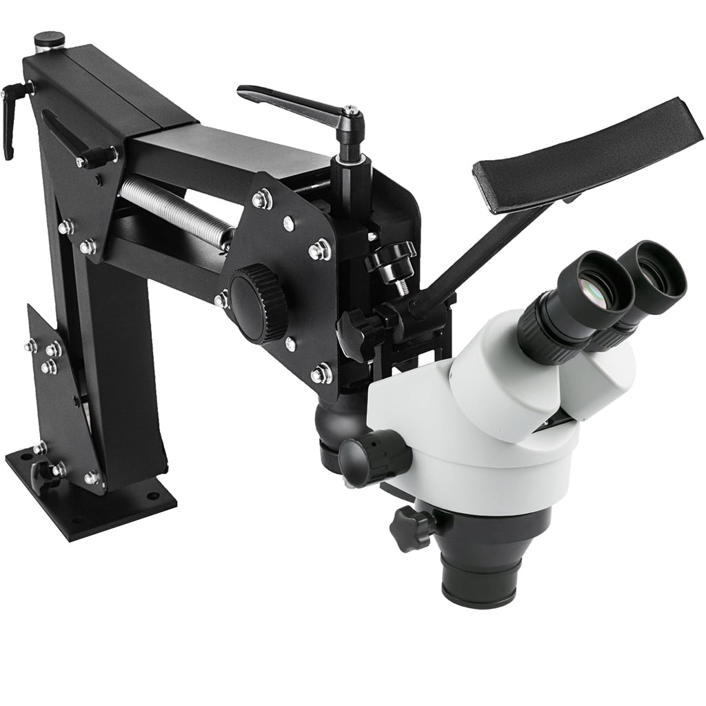 VEVOR Multi-Directional Microscope with Spring Bracket, Micro Jewelry Inlaid Stand, with Integrated USB Ring LED Light, 7X-45X Magnification Jewelry Microscope, Jewelers Microscope for Jewelry Inlay