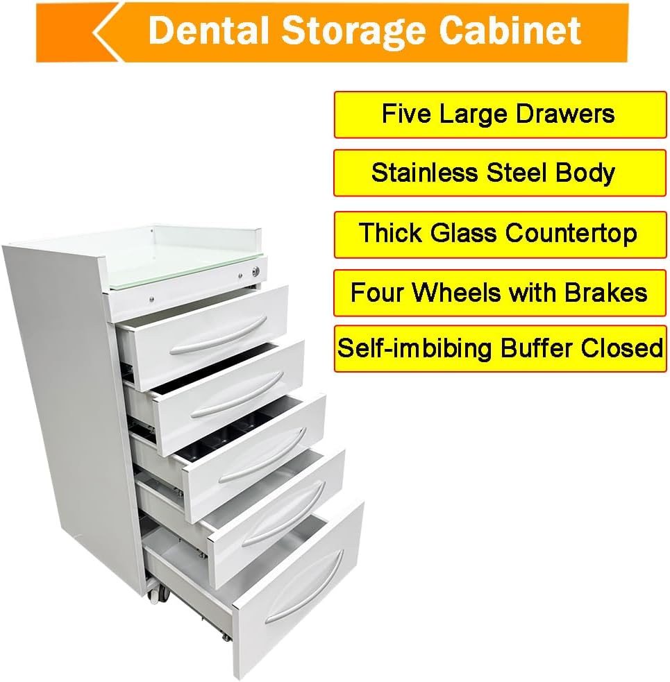 5 Drawer Office File Storage Dental Assistant's Mobile Cabinet