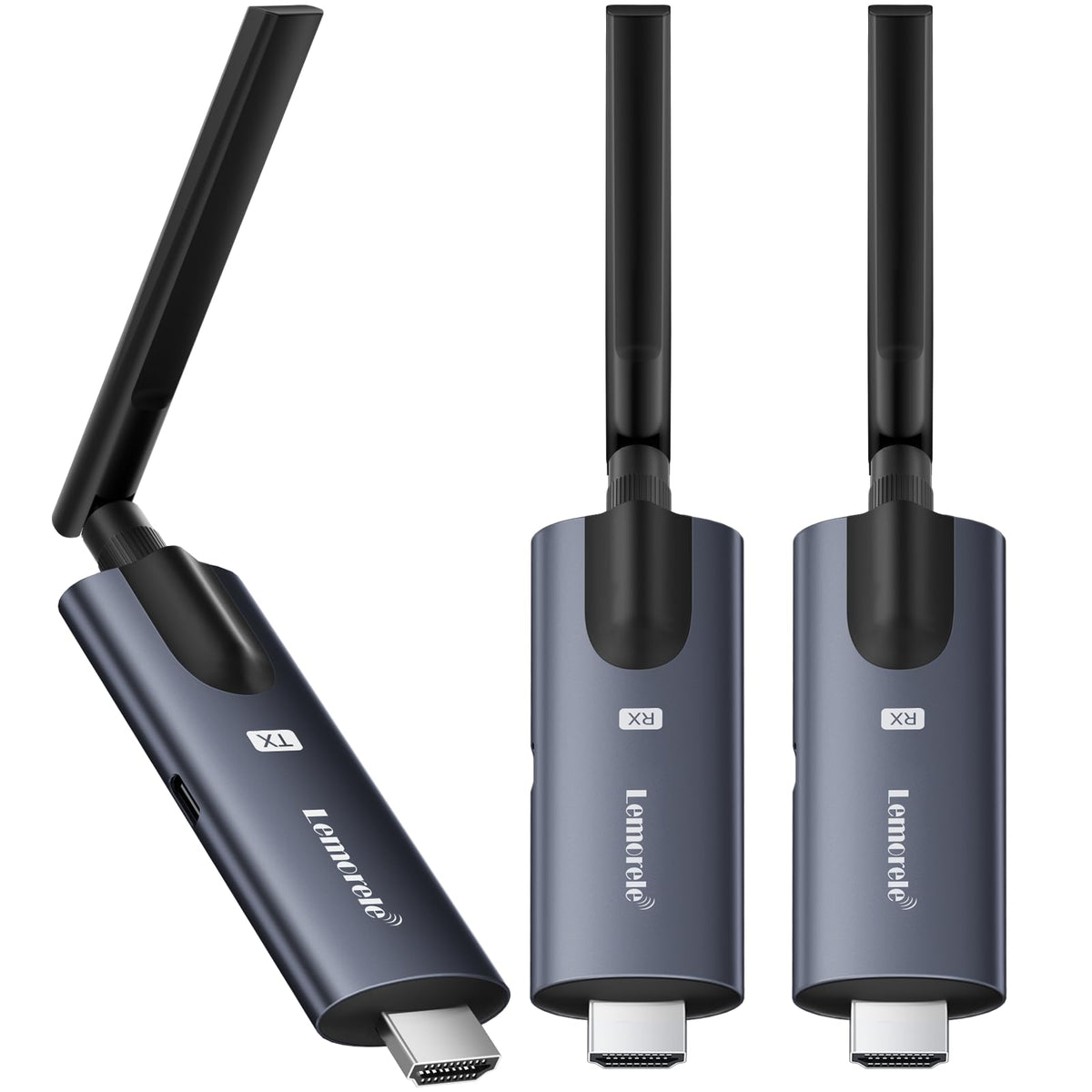 Lemorele Wireless HDMI Transmitter and Receiver, Deep Gray Aluminum Alloy
