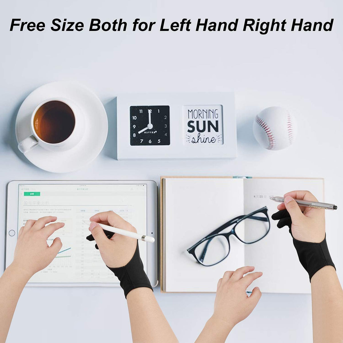 Artist Drawing Tablet Gloves Two Finger Graphics Painting Glove Free Size Creative Both Right and Left Hand