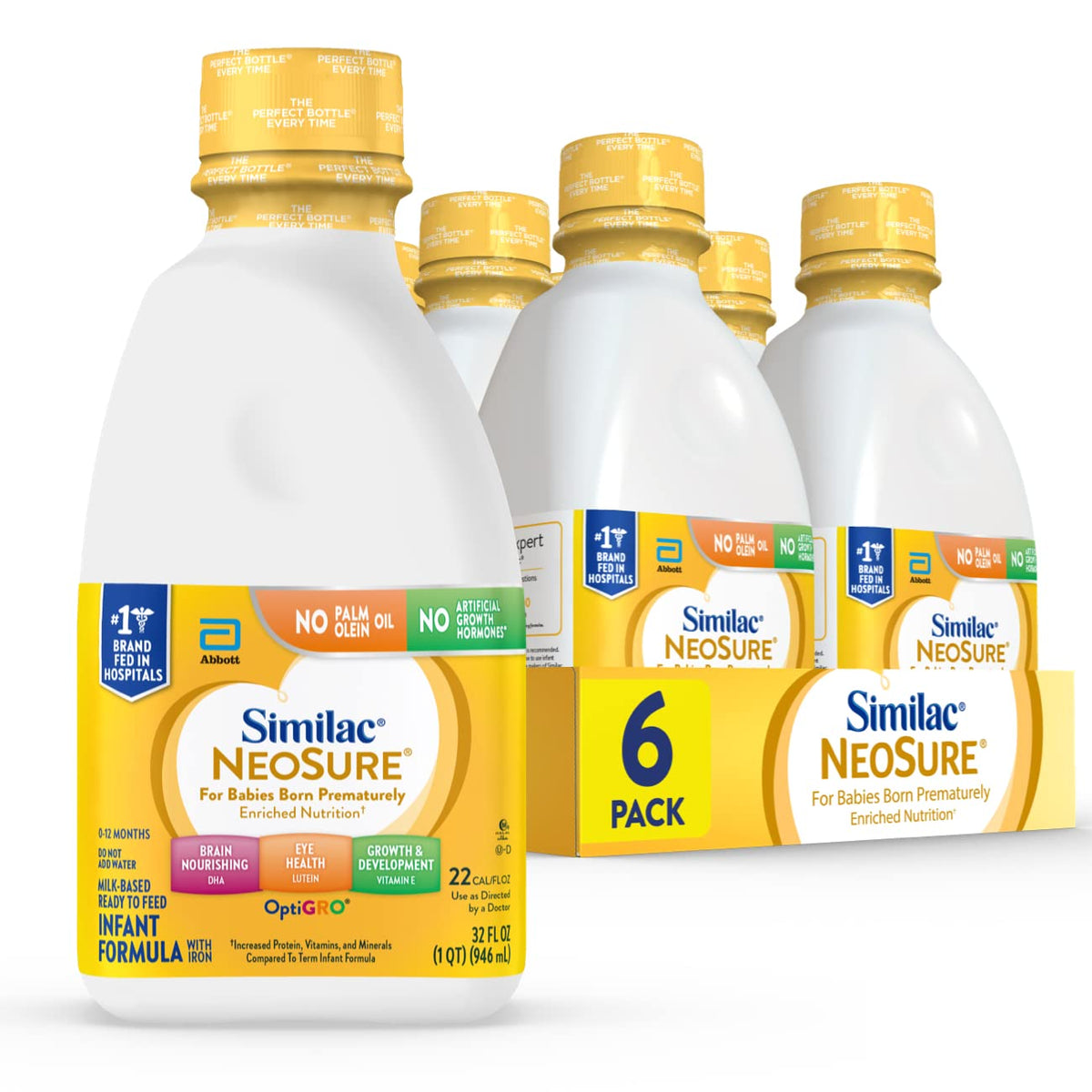 Similac NeoSure Premature Post-Discharge Infant Formula, Ready-to-Feed Baby Formula, 8-fl-oz Bottle, Pack of 24