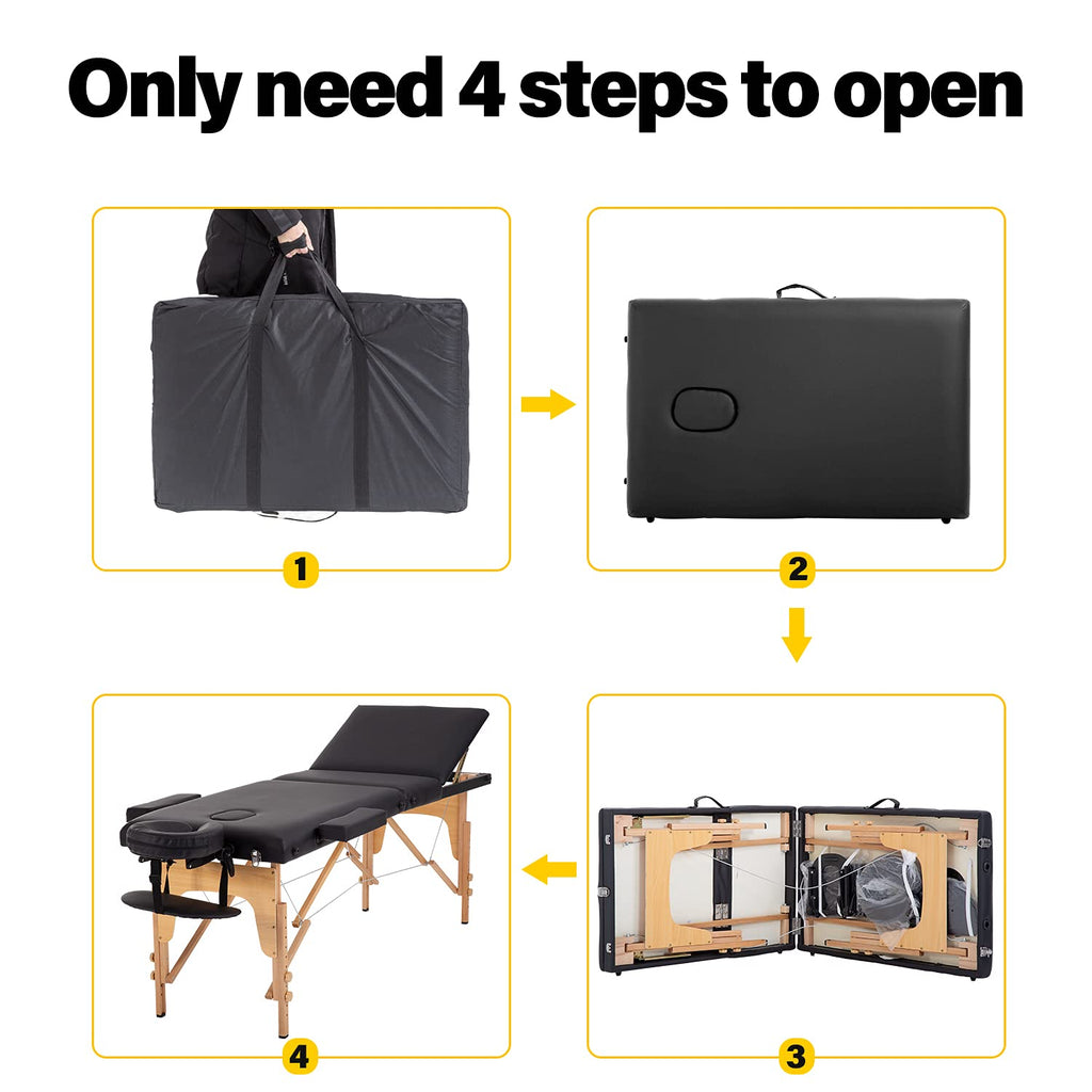BestMassage Massage Bed Portable Folding Massage Table 24" Wide,Black