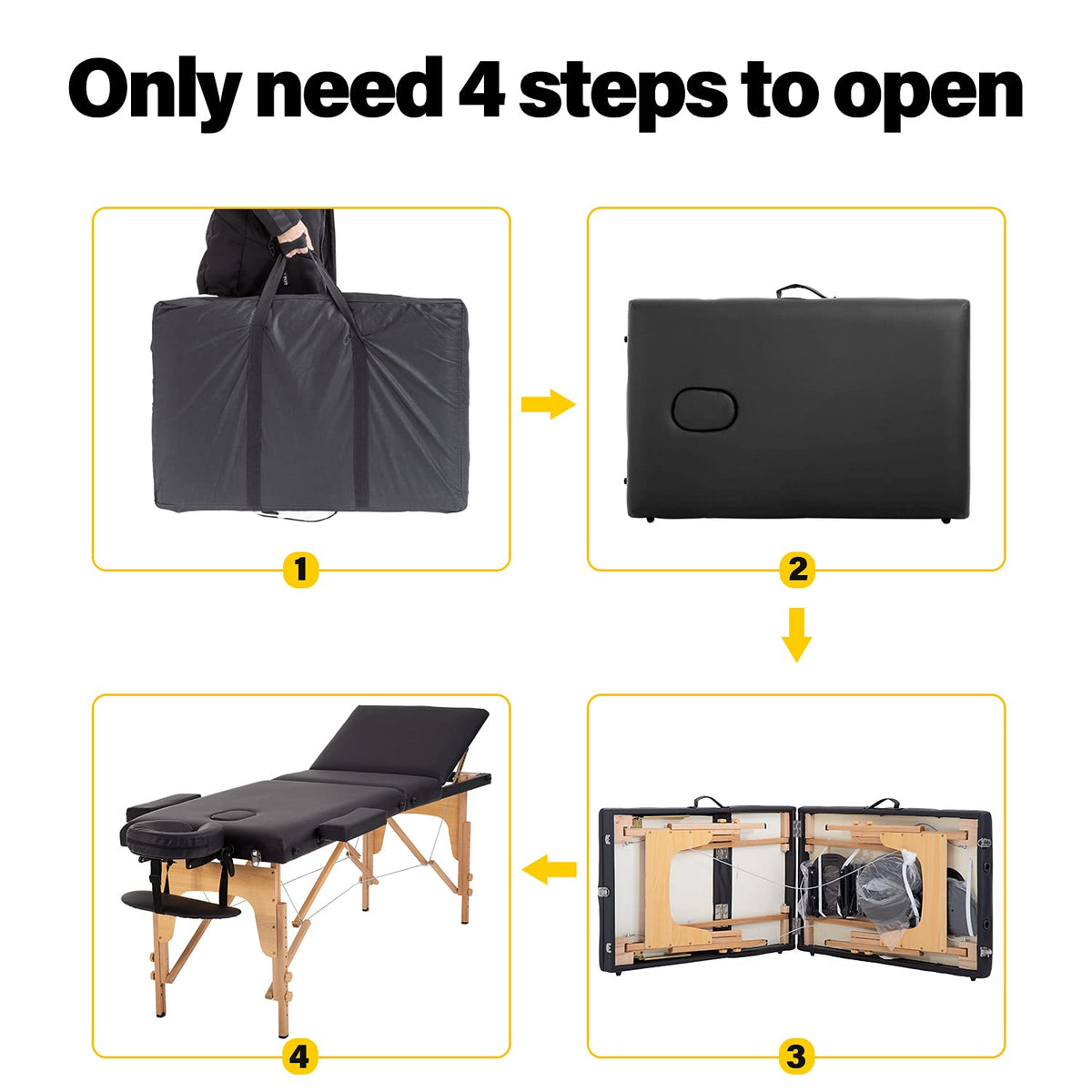 BestMassage Massage Bed Portable Folding Massage Table 24" Wide,Black