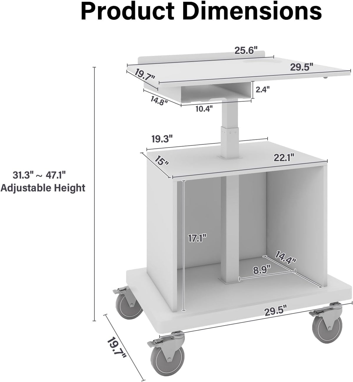 Natwind Mobile Workstation,Teachers Podium with Drawer & Open Cabinet