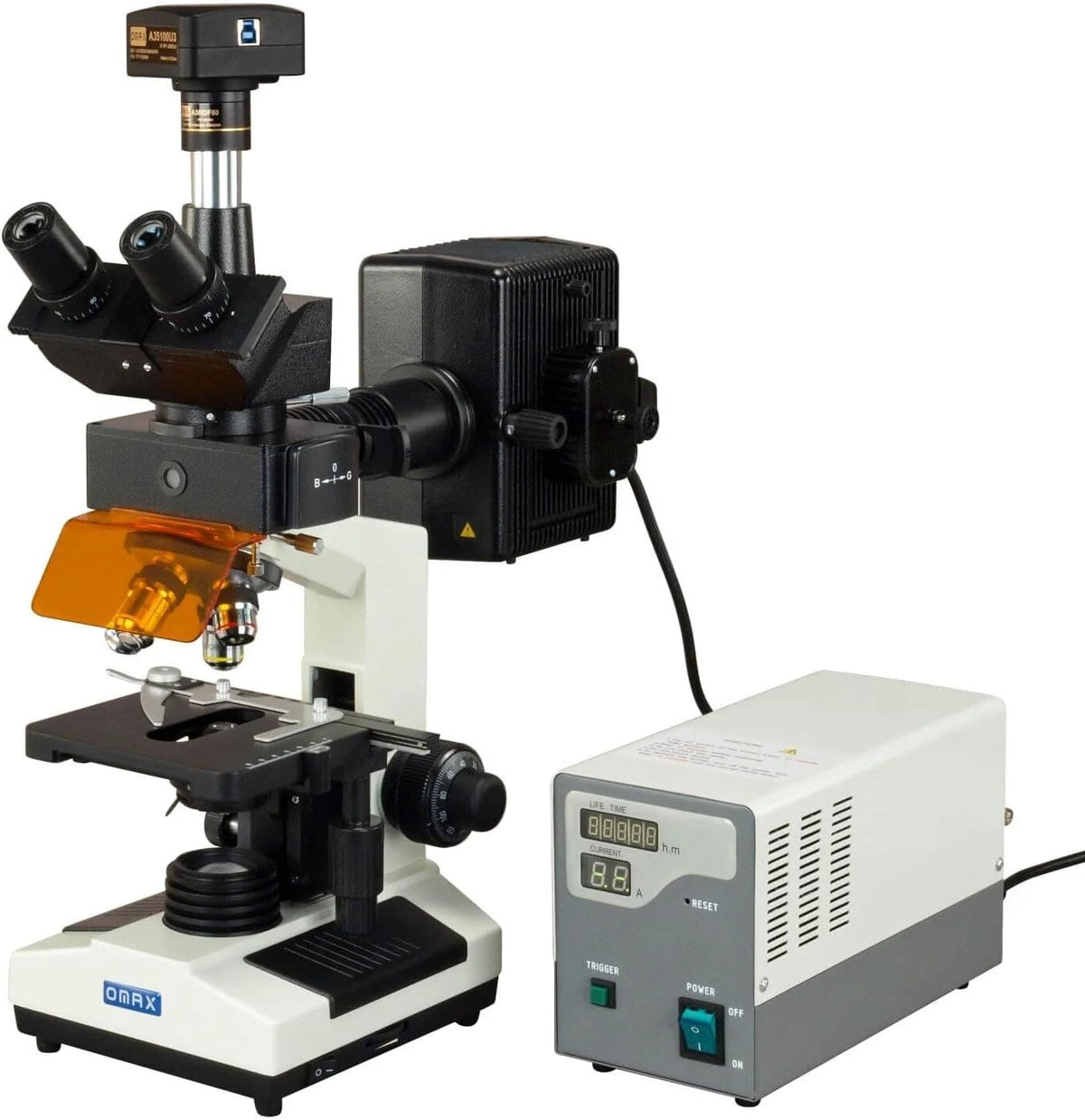 AmScope OMAX M837ZFLR-C180U3 Fluorescence Trinocular Microscope