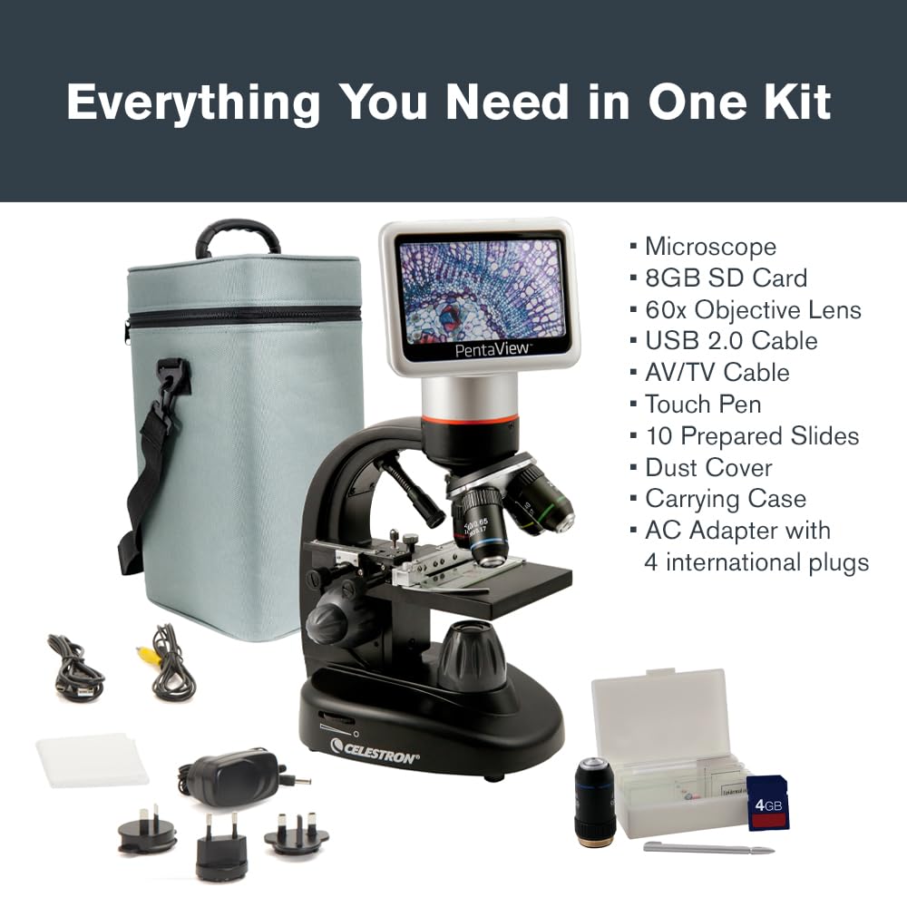 Celestron TetraView LCD Digital Microscope with 180Â° Swivel Screen
