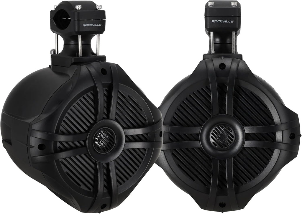 Rockville RWB70B Black 6.5" 4-Ohm Marine Wakeboard Tower Speakers Pair