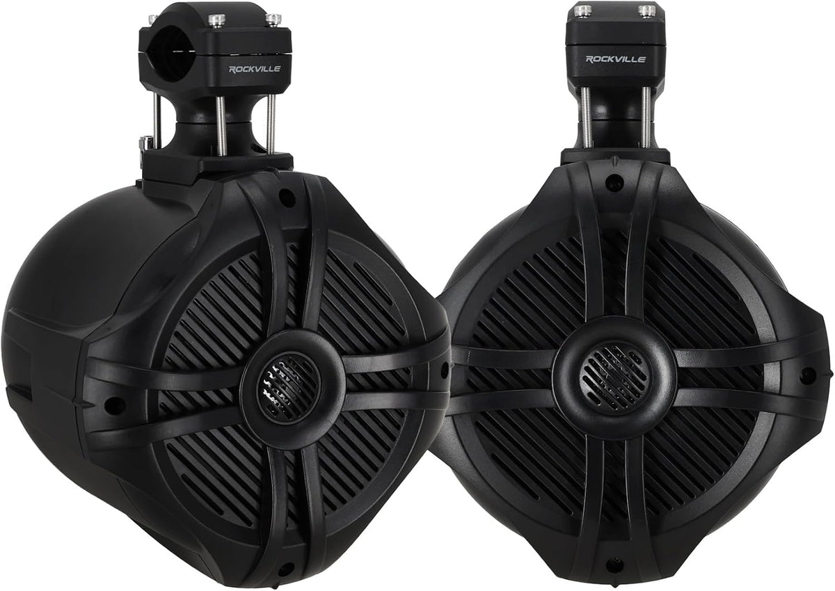 Rockville RWB70B Black 6.5" 4-Ohm Marine Wakeboard Tower Speakers Pair