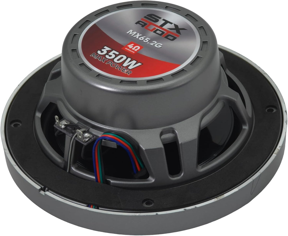 JBL JAM5000N Marine Gauge Receiver Bluetooth AM/FM 3-Zone + 4X STX Audio MX65.2G 6.5" RGB Marine Speakers (1400W Max) - Marine Stereo System
