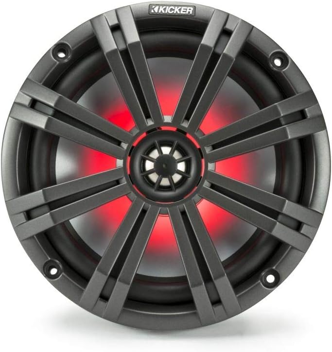 KICKER KM84L 8in LED Marine Speakers w/ 10in Passive Radiator Kit