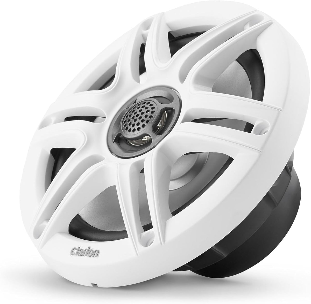 Clarion CMS-651-SWB 6.5-inch Coaxial Marine Speakers 30W RMS Power handling 1/2-inch (13 mm) Polymer Dome Tweeter Includes White & Black Sport Grilles