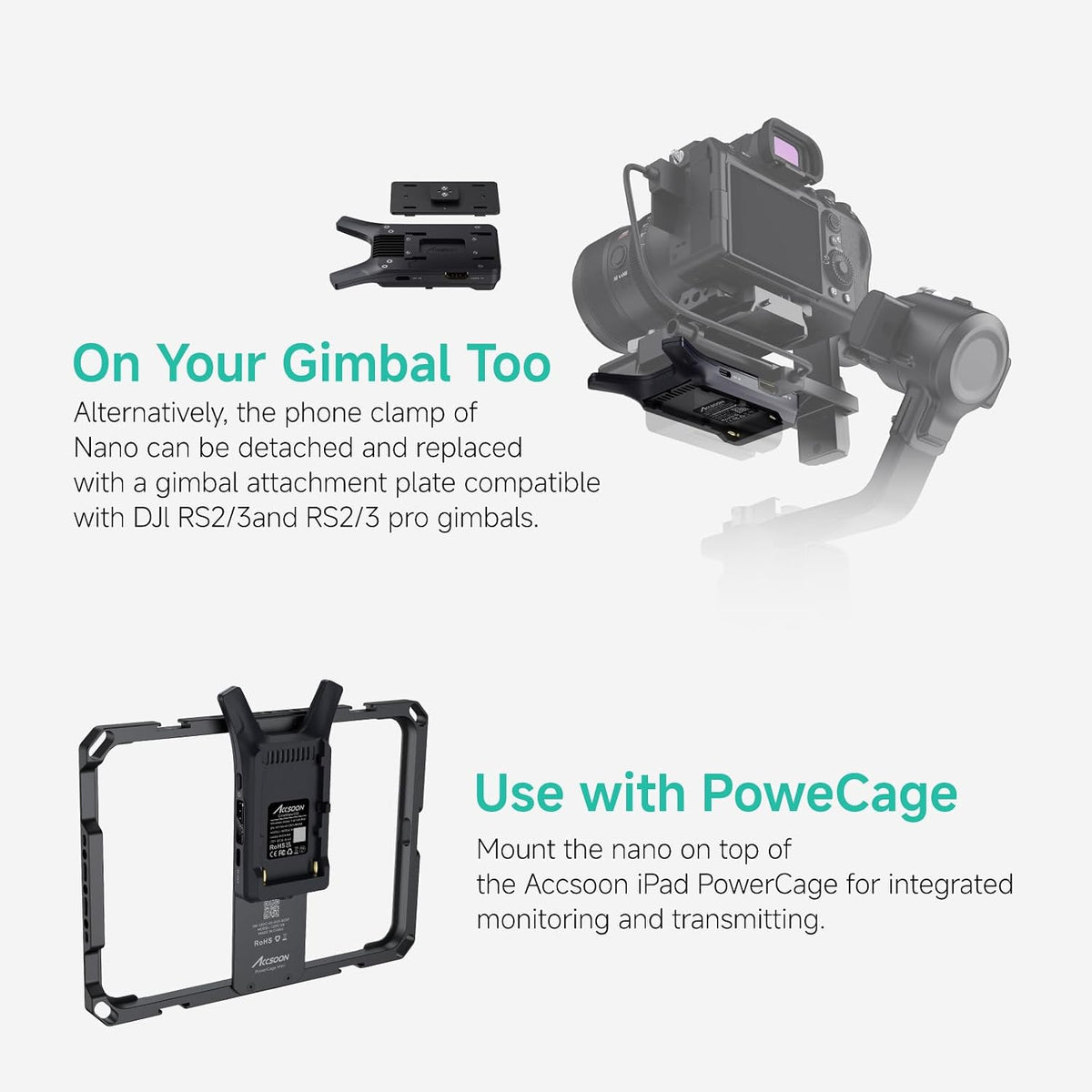 Accsoon CineView Nano Wireless Video Transmitter, 5G HDMI Camera Transmitter 1080p60 500ft Range 60ms Latency, Compatible with RS2/RS3/RS3 Pro/Switch/DSLR, Support iOS/Android 4 App Monitoring