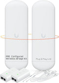 Wireless Bridge Ubiquiti NS-5AC PRE-CONFIGURED, Bundle of 2 Ubiquiti Nanostation NS5AC, Point to Point Outdoor WiFi Bridge, Plugh and Play, 5GHz, 450+Mbps, 15+km Link Range, Network Bridge