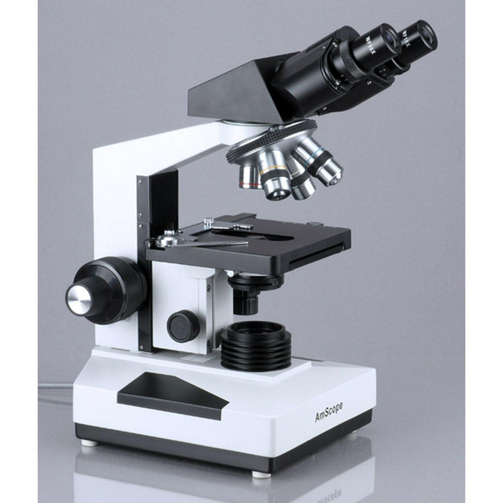 AmScope B490B Compound Binocular Microscope, Brightfield, White