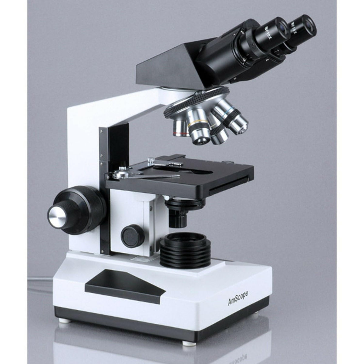 AmScope B490B Compound Binocular Microscope, Brightfield, White