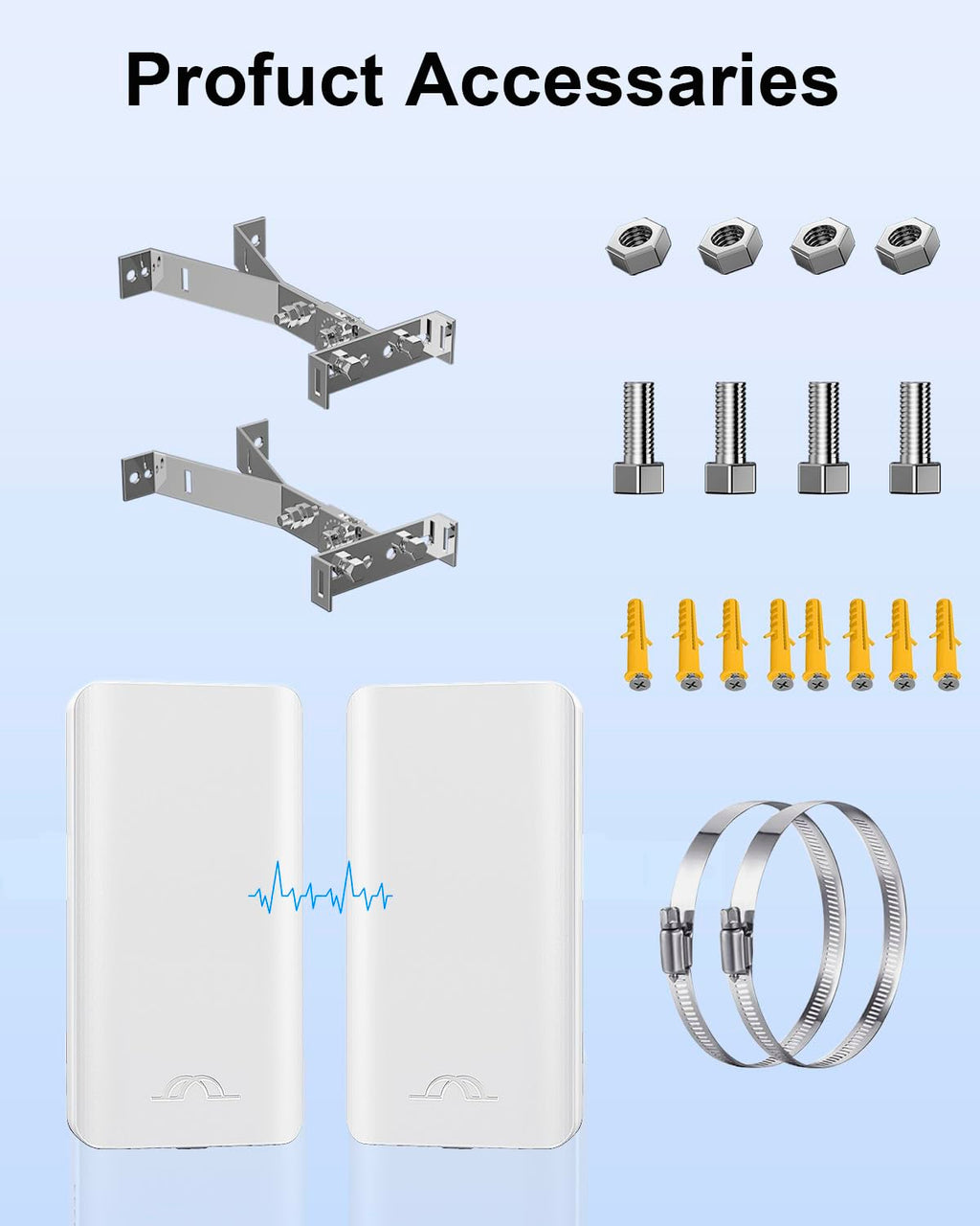Outdoor Wireless Bridge 5.8G, 2-Pack Point to Point CPE with 12dBi Antenna