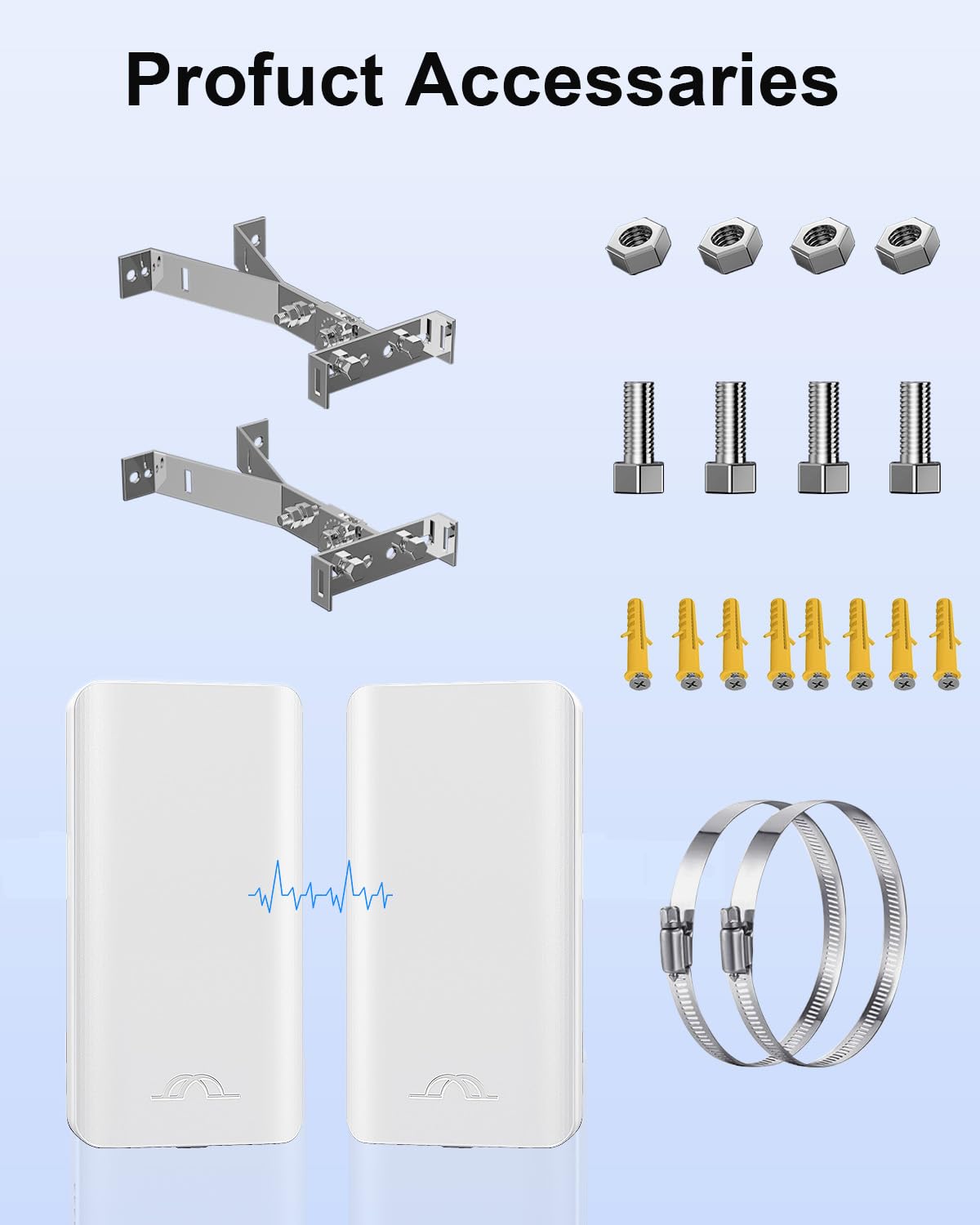 Outdoor Wireless Bridge 5.8G, 2-Pack Point to Point CPE with 12dBi Antenna