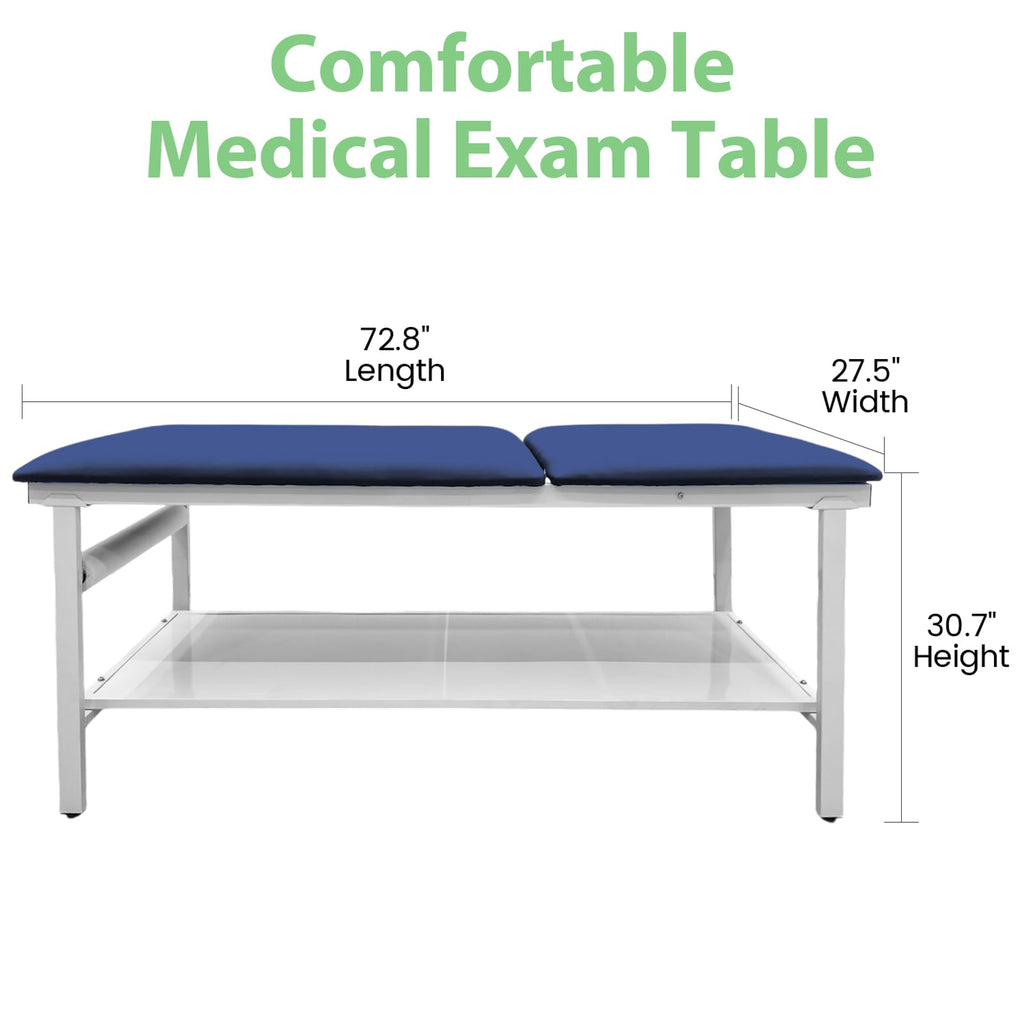 Adjustable Exam Table with Paper Roll Dispenser & Shelf, Physical Therapy Medical Exam Table, Patient Examination Bed, Durable, Low Maintenance and Holds Up to 400 Lbs (Black)