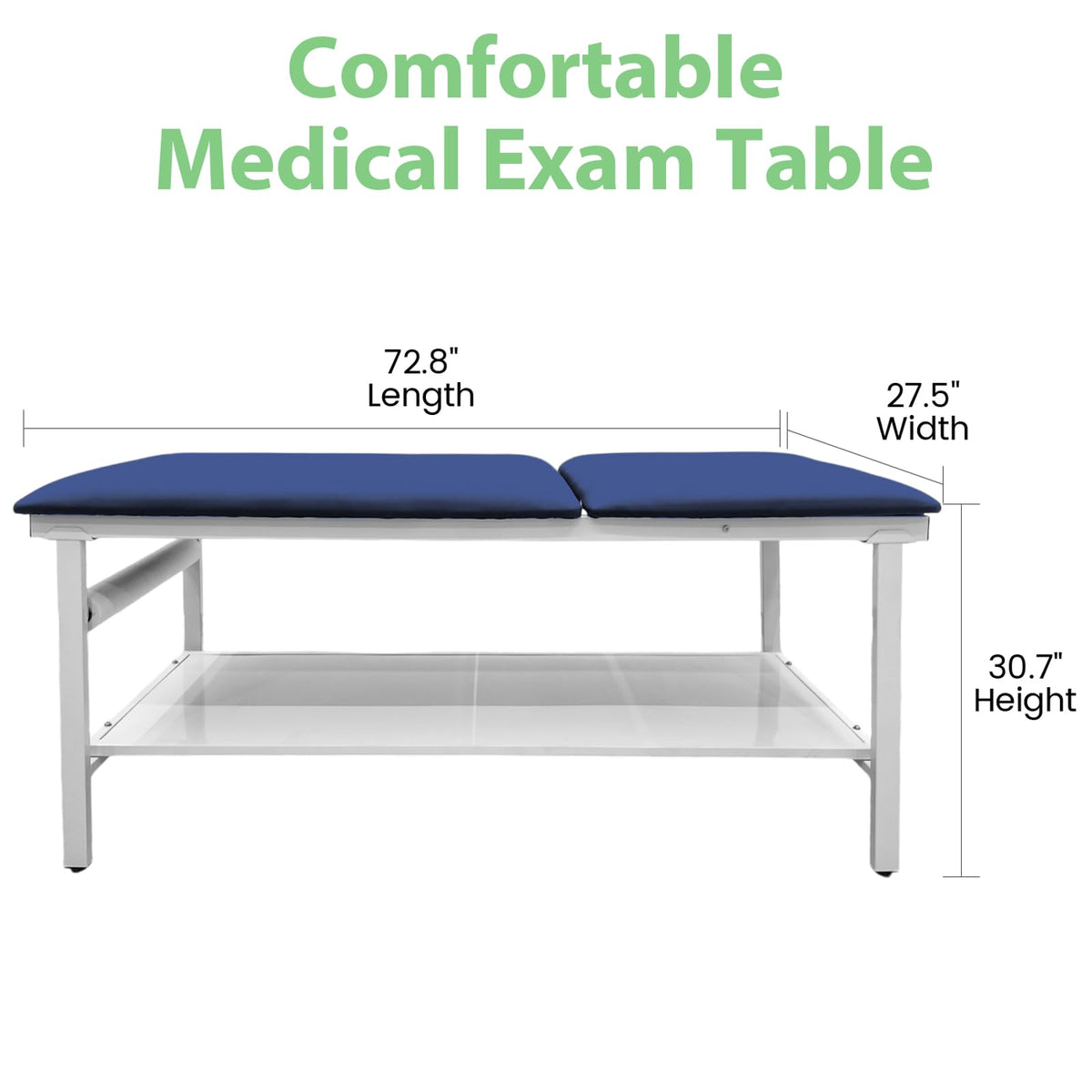 Adjustable Exam Table with Paper Roll Dispenser & Shelf, Physical Therapy Medical Exam Table, Patient Examination Bed, Durable, Low Maintenance and Holds Up to 400 Lbs (Black)