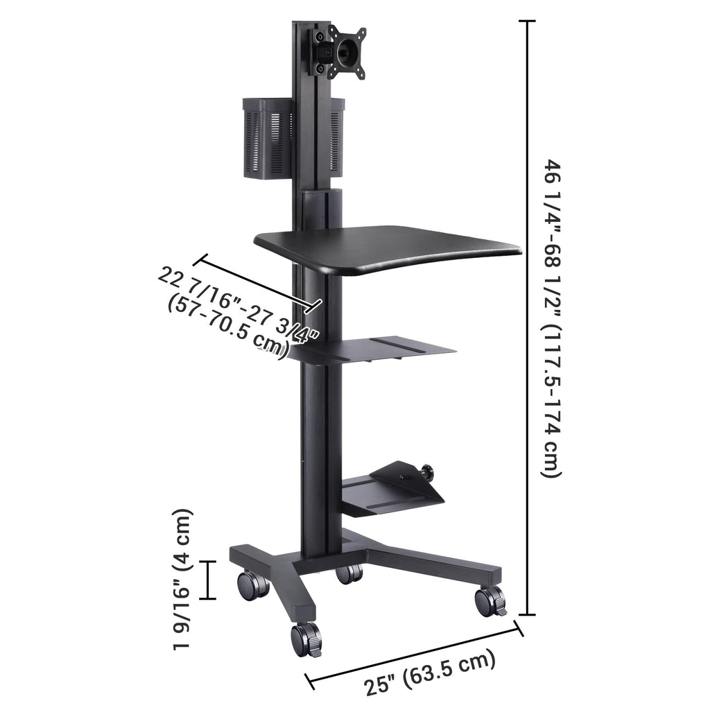 AW NexusX Commander Mobile Computer Cart Medical Rolling PC Stand Desk