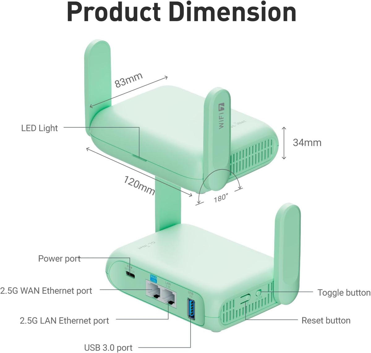 GL.iNet GL-MT3600BE Beryl 7 Dual-Band Wi-Fi 7 Travel Router