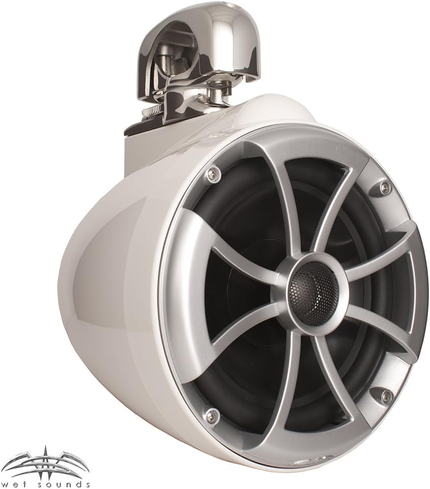 Wet Sounds ICON8W-SC White 8 in Tower Speaker HTX2 Amp Bundle
