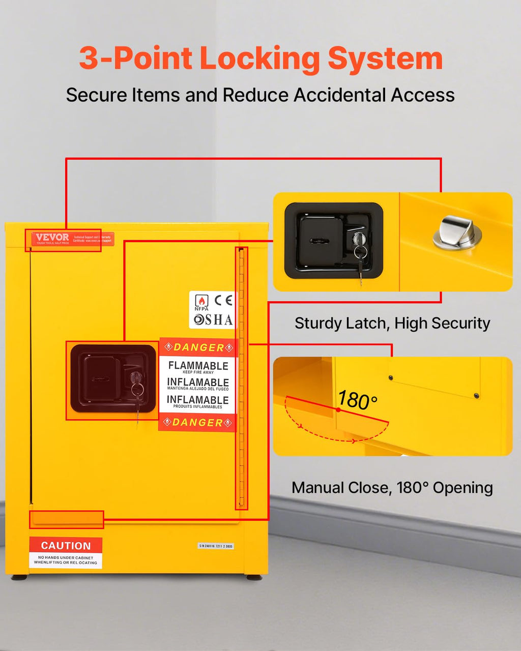 VEVOR Flammable Cabinet, 18" x 18" x 35", Yellow