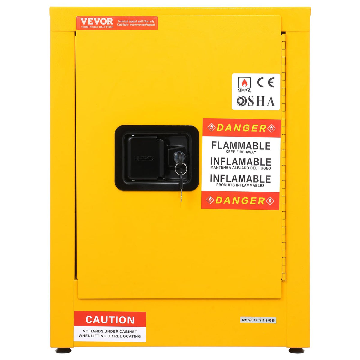 VEVOR Flammable Cabinet, 18" x 18" x 35", Yellow