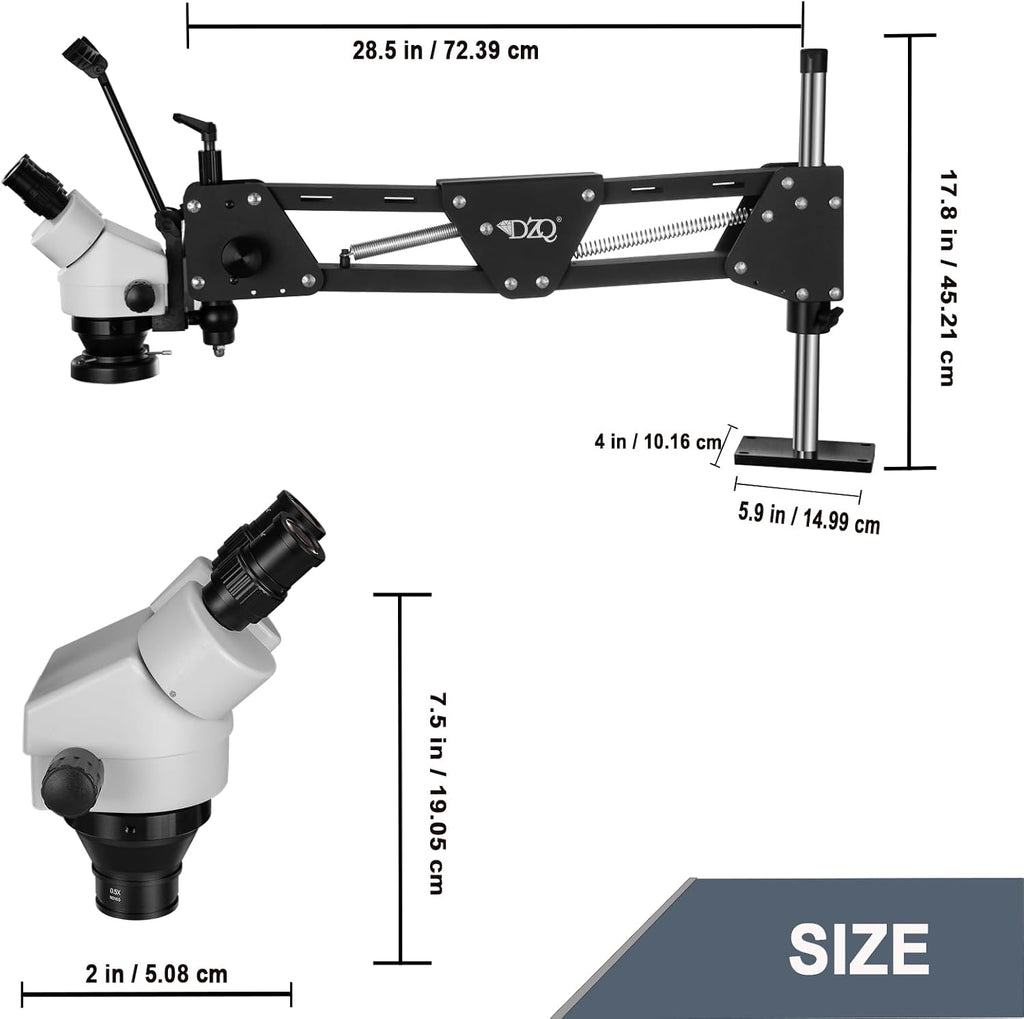 DZQ ZQ-1 Multi-Directional Microscope 7X-45X Magnification 0.5X Barlow Lens