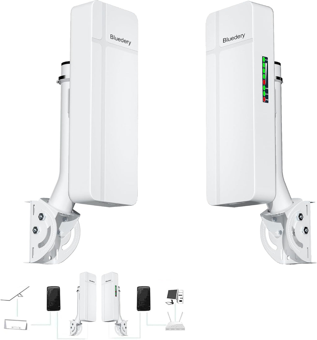 Wireless Bridge for Starlink, 5.8GHz Point to Point Outdoor CPE, Up to 3KM Long Range WiFi Bridge with 18dBi High-Gain Antenna, PoE, RJ45 Ports, Building-to-Building Network Extension, 2 Pack