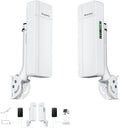 Wireless Bridge for Starlink, 5.8GHz Point to Point Outdoor CPE, Up to 3KM Long Range WiFi Bridge with 18dBi High-Gain Antenna, PoE, RJ45 Ports, Building-to-Building Network Extension, 2 Pack
