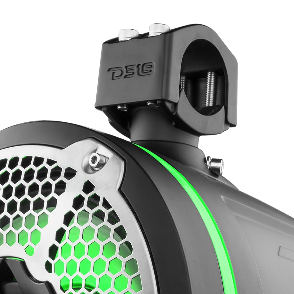 DS18 CF-X10TPNEO 10" Neodymium Marine Wakeboard Tower Speakers with Bullet Tweeter, Passive Radiator and RGB LED Lights - High Performance, Marine Grade IP65 Rated, 900W Max 300W RMS 4 Ohms (Pair)