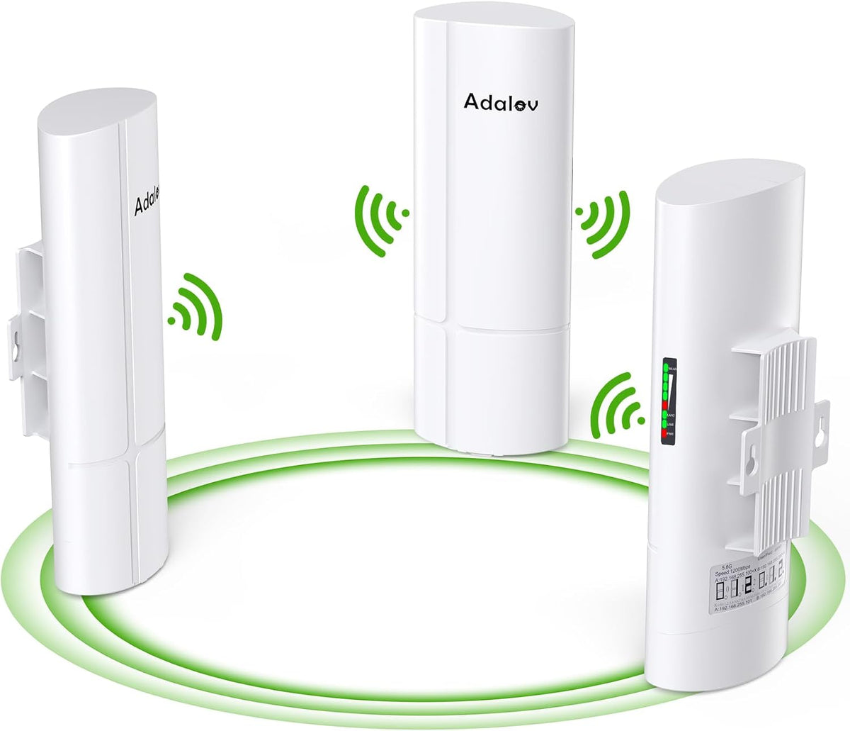 AdaLov CPE369 Wireless Bridge 3-Pack, 5.8 GHz, 3 km, Gigabit PoE, PtP/PtMP