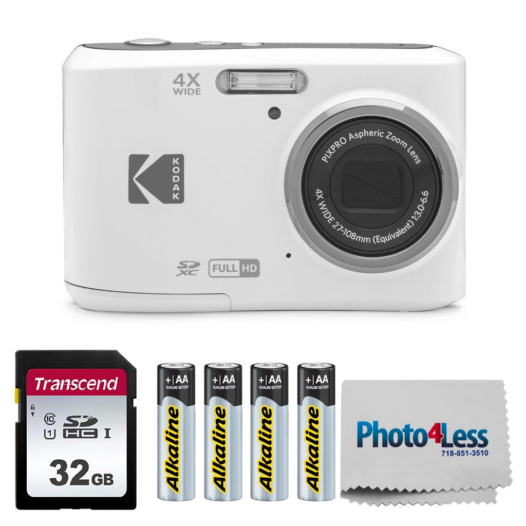 KODAK PIXPRO FZ45 16MP Digital Camera with 4X Optical Zoom 27mm Wide Angle and 2.7" LCD Screen Bundle with 32GB SD Memory Card, AA Batteries (4 Pack), Lens Cleaning Cloth (Red)