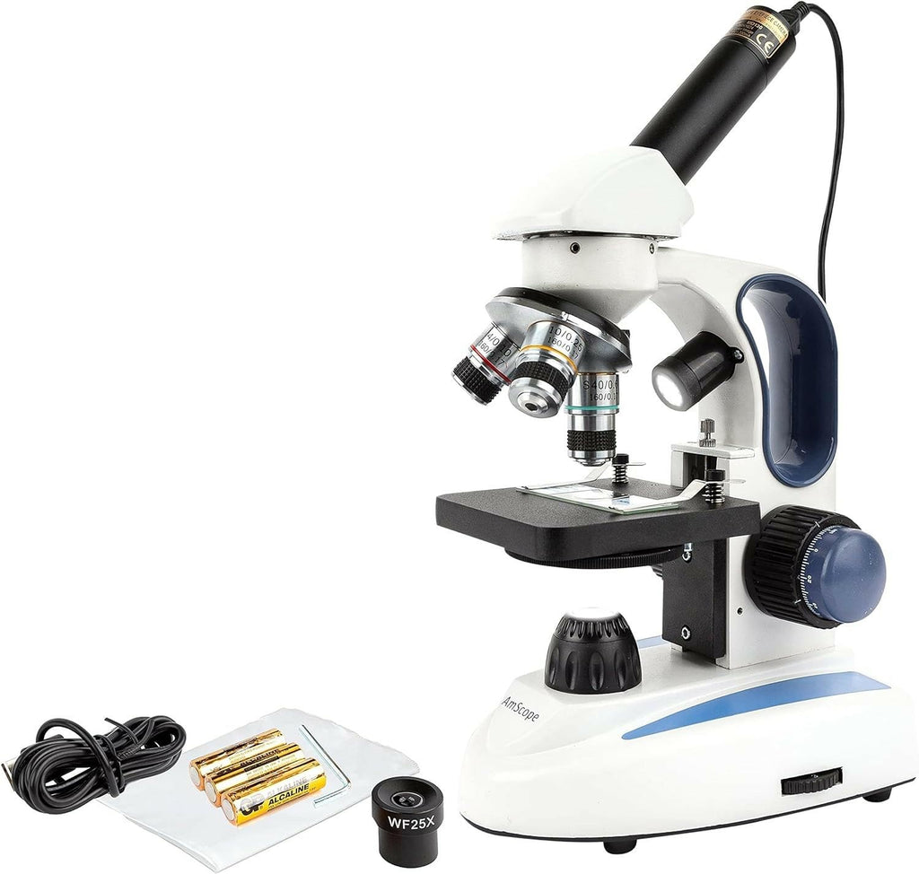 AmScope M158C-2L-E2 Compound Monocular Microscope, 2MP Camera