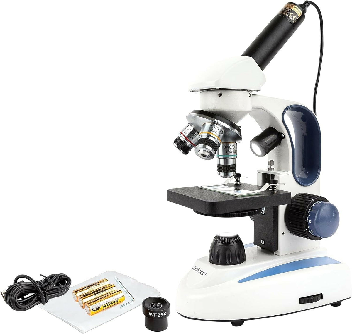 AmScope M158C-2L-E2 Compound Monocular Microscope, 2MP Camera