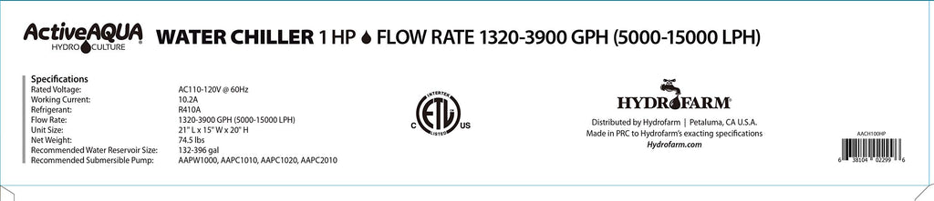 Active Aqua Water Chiller with Boost, 0.5 HP, 90-172 Gal, Cold Plunge