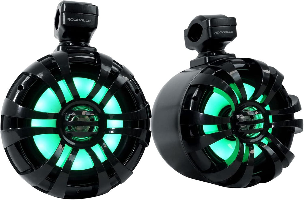 Rockville WB65KLS Black 6.5" Marine Wakeboard LED Tower Speakers Pair
