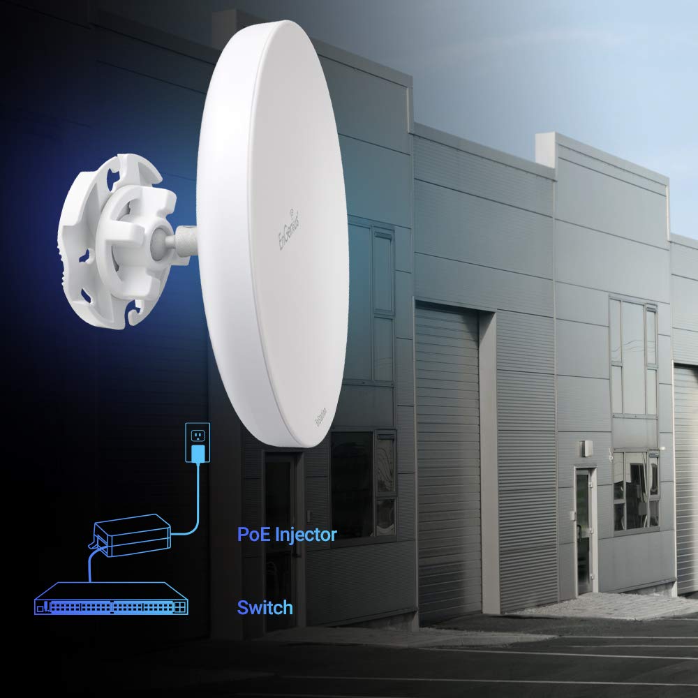 EnGenius Technologies Wi-Fi 5 Outdoor AC867 5Ghz Wireless Access Point/Client Bridge, Long Range, PTP/PTMP, IP55, 26dBm Transmit Power with 19dBi Directional Antennas, GigE Port (EnStation5-AC)