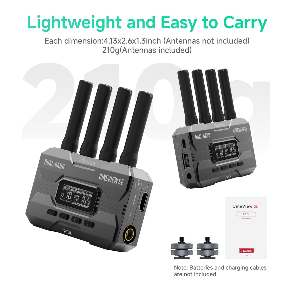 Accsoon CineView SE 4K Wireless SDI HDMI Video Transmitter&Receiver, 4K30/1080P60 Camera Control Video Transmission System, 1312ft 50ms Lat. USB +4 Apps Monitoring, Pair CineView M7 Pro/Master 4K