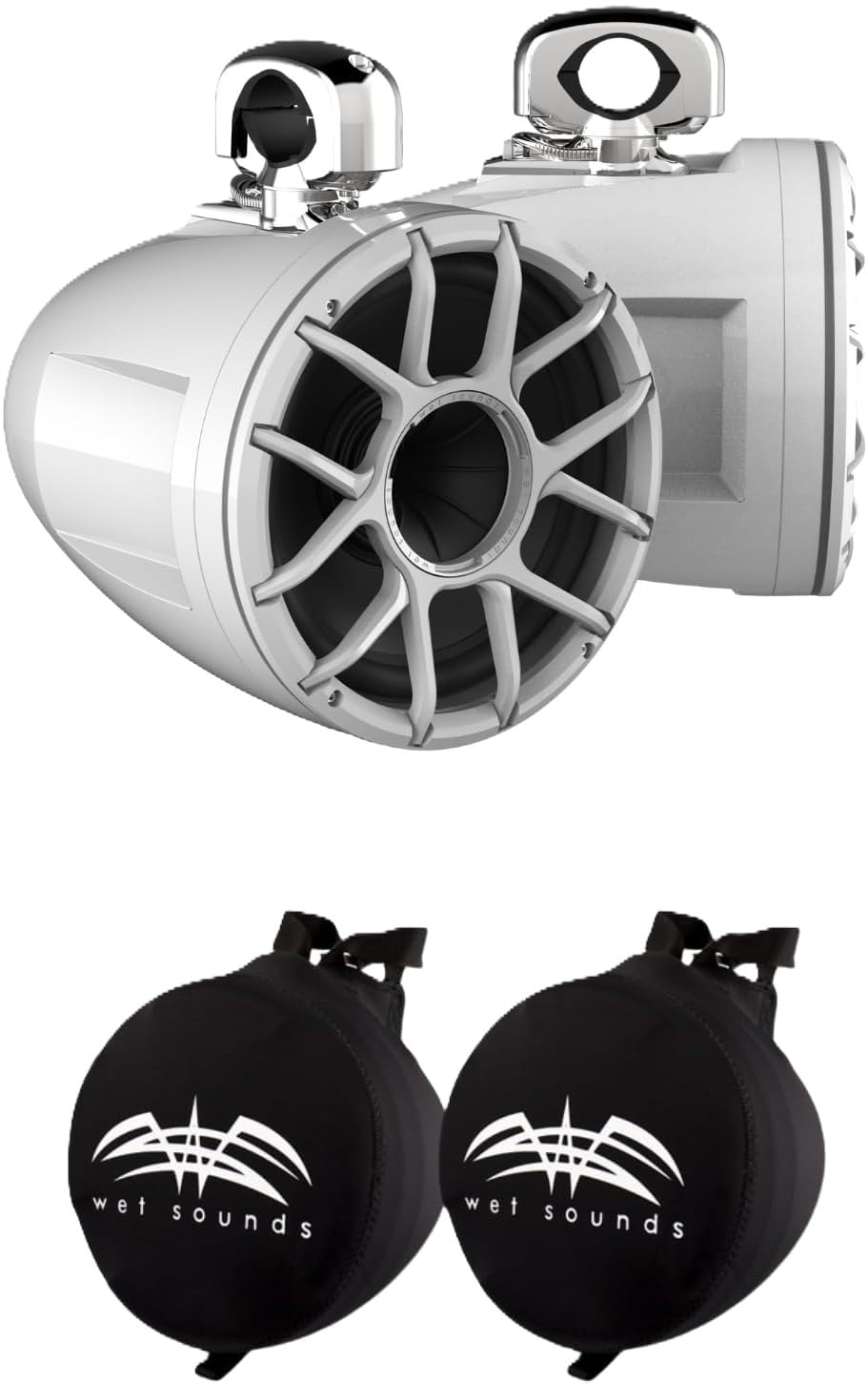 Wet Sounds REV 10 HD 10" Marine Tower Speakers, Black, Fixed Clamp Mount