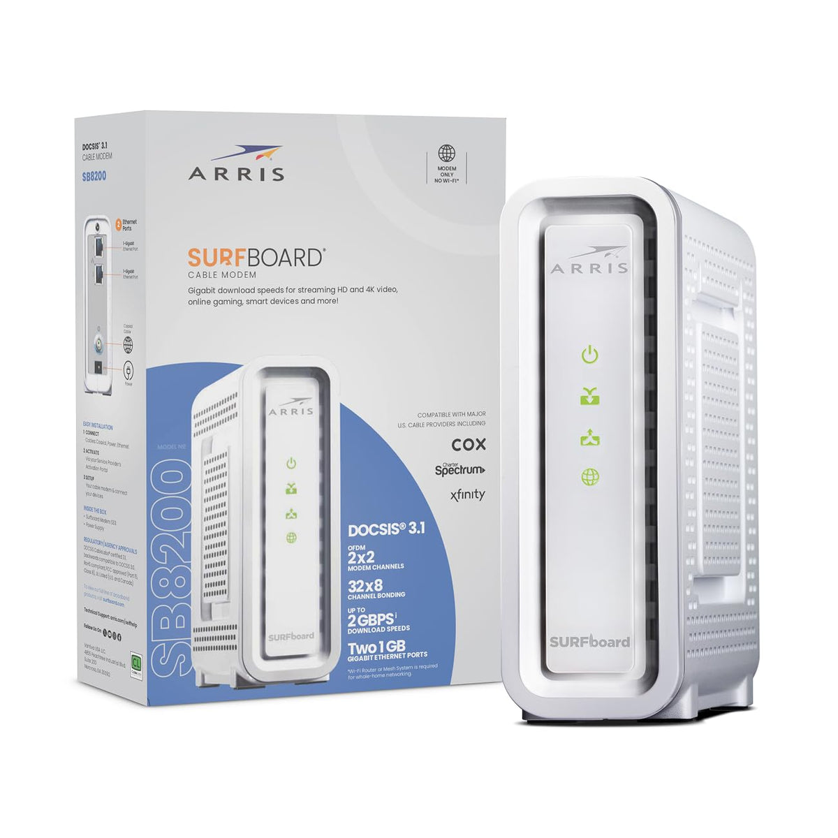 ARRIS SURFboard SB8200 DOCSIS 3.1 Cable Modem | Up to 1 Gbps Plans
