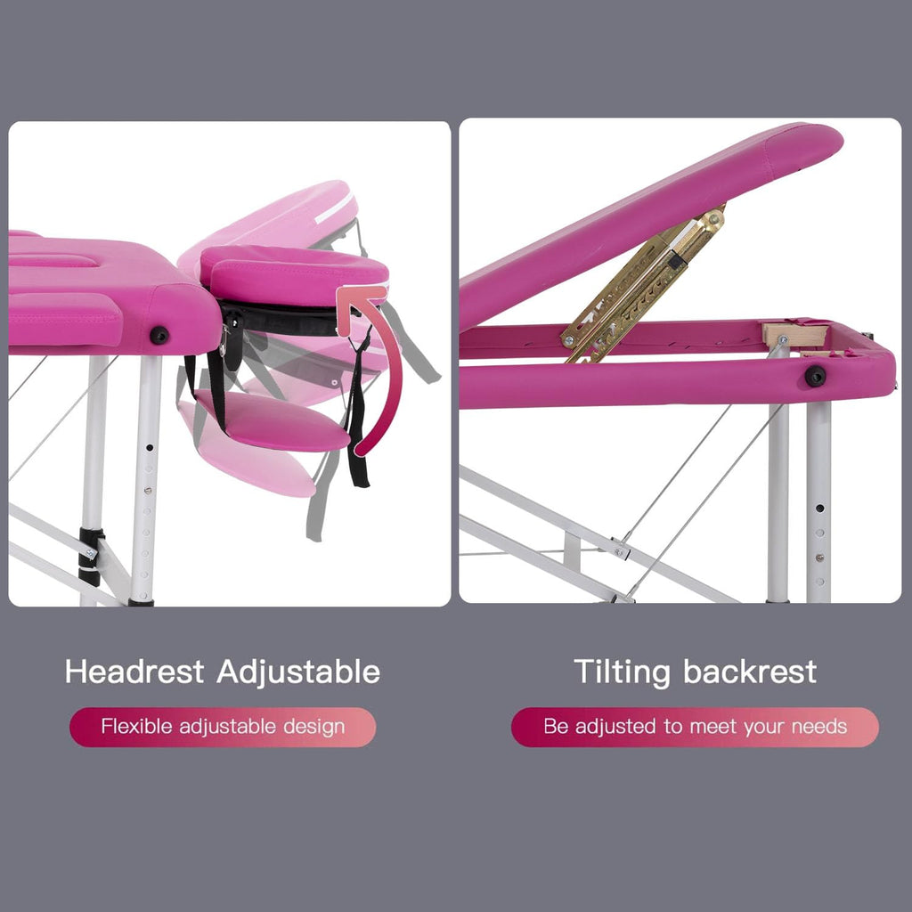 BestMassage Aluminium Massage Bed Portable Massage Table 28 inch Wide Lash Bed Height Adjustable 3 Folding Spa Table with Non-Woven Bag for Spa Footmassage Facial CareSpa Tattoo