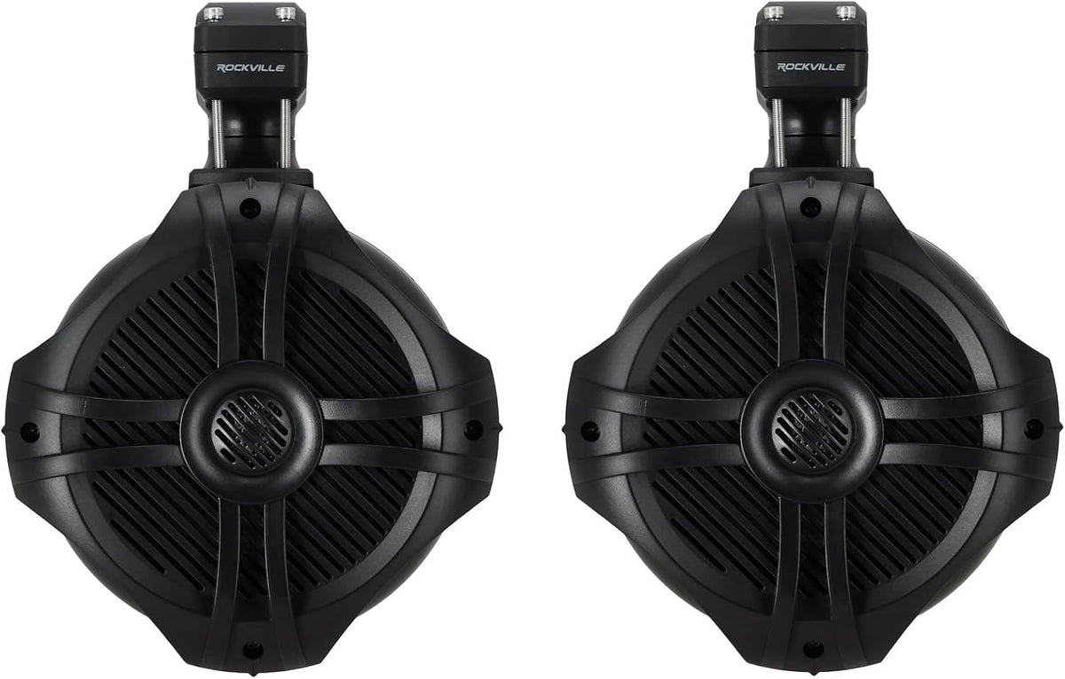 Rockville RWB70B Black 6.5" 4-Ohm Marine Wakeboard Tower Speakers Pair