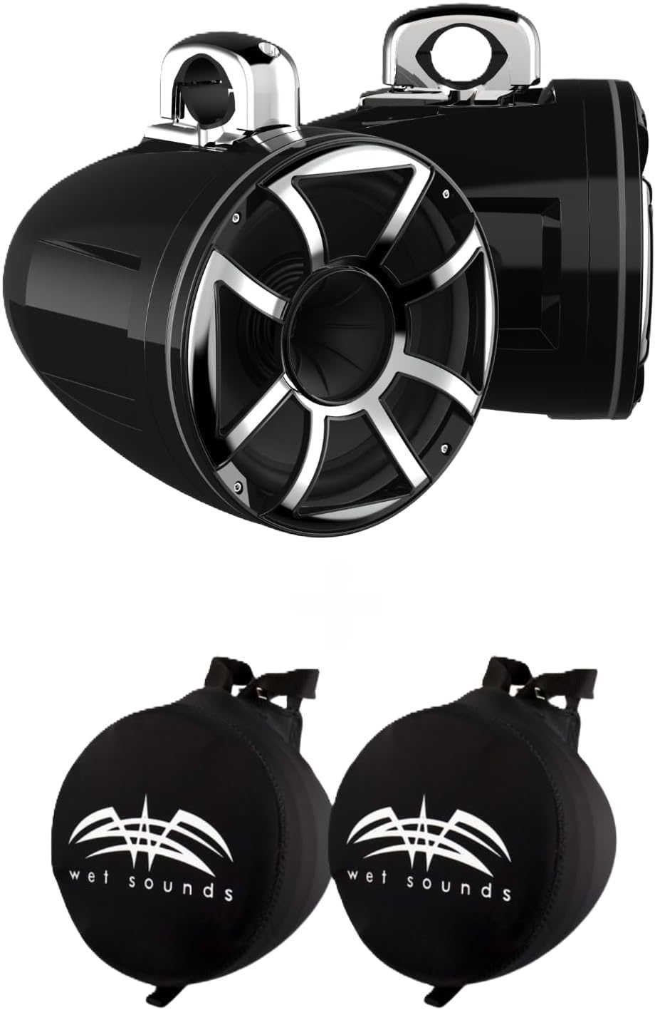 Wet Sounds REV 10 HD 10" Marine Tower Speakers, Black, Fixed Clamp Mount
